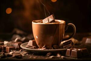 un taza de caliente chocolate ai generar foto