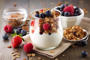 A bowl of oatmeal with fruit AI Generate photo
