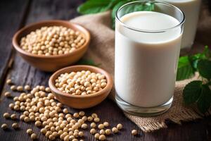 A glass of milk on the table AI Generate photo