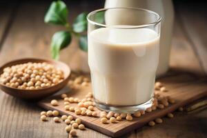 A glass of milk on the table AI Generate photo