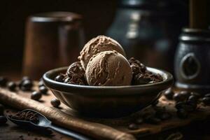 Delicious ice cream on the bowl ai generate photo