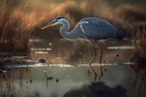 Stork on the river AI Generate photo
