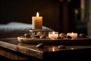 Spa composition on the table ai generate photo