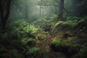 Morning light in the forest AI Generate photo