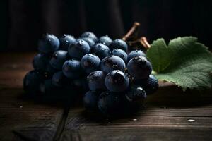 Fresh grape with leaf AI Generate photo