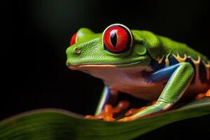 Red eye frog on the forest AI Generate photo