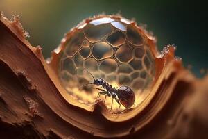 Portrait macro ant on forest AI Generate photo