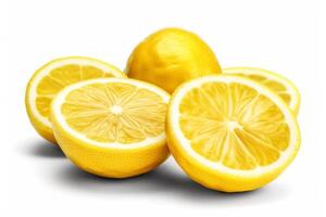 Lemon with leaf isolated on white AI Generate photo