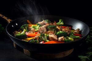 Chicken slice with vegetable ai generate photo