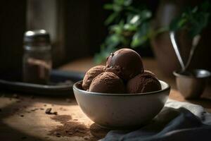 Delicious ice cream on the bowl ai generate photo