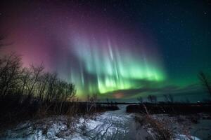 Beautiful aurora in the night sky ai generate photo