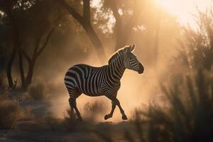 Portrait zebra on the forest AI Generate photo