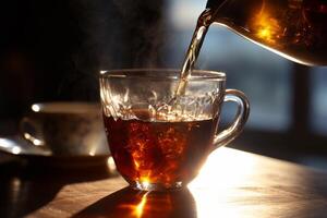 A cup off tea with teapot AI Generate photo