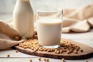 A glass of milk on the table AI Generate photo