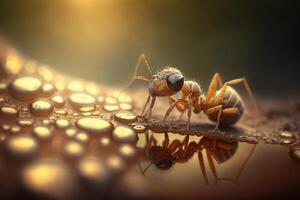 Portrait macro ant on forest AI Generate photo