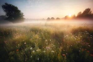 Meadow in the hills AI Generate photo