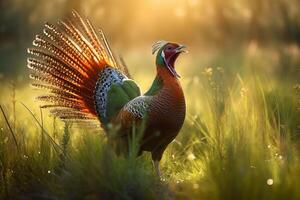 Pheasant on the forest AI Generate photo
