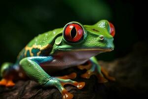 Red eye frog on the forest AI Generate photo