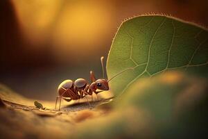 Portrait macro ant on forest AI Generate photo