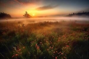 Meadow in the hills AI Generate photo