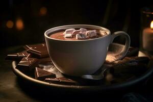 un taza de caliente chocolate ai generar foto