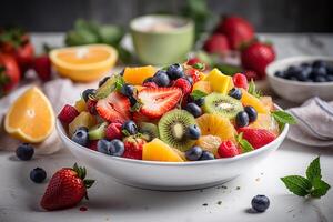 A bowl of fruit salad AI Generate photo