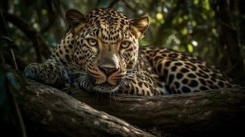Leopard on the forest AI Generate photo
