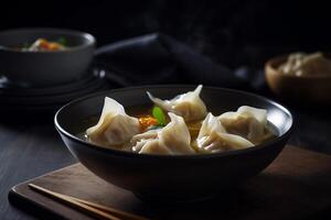 Pork dumpling on the bowl ai generate photo