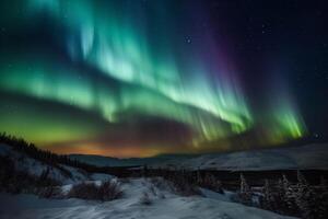 Beautiful aurora in the night sky ai generate photo