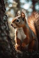 Red Squirrel on the forest photo