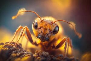 Portrait macro ant on forest AI Generate photo