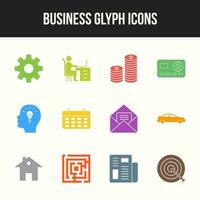 Unique Business Glyph icon set vector