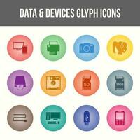 Unique Data and Devices Glyph icon set vector