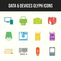 Unique Data and Devices Glyph icon set vector