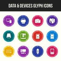 Unique Data and Devices Glyph icon set vector