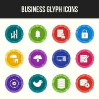 Unique Business Glyph icon set vector