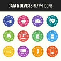 Unique Data and Devices Glyph icon set vector