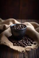 Cup with coffee bean on the table AI Generate photo