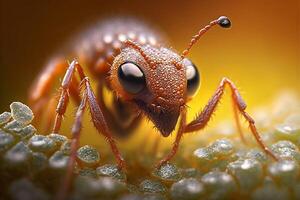 Portrait macro ant on forest AI Generate photo