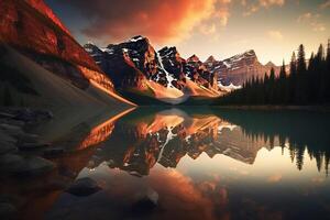 Mountain with lake AI Generate photo