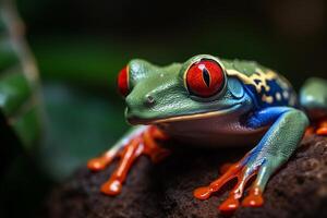 Red eye frog on the forest AI Generate photo