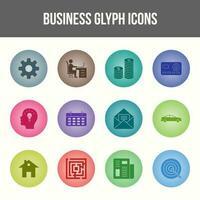 Unique Business Glyph icon set vector