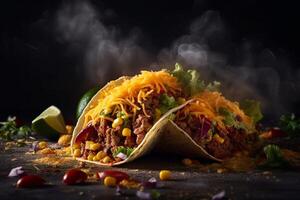 Delicious tacos on the table AI Generate photo