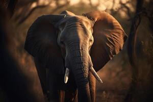 Portrait elephant on the forest AI Generate photo