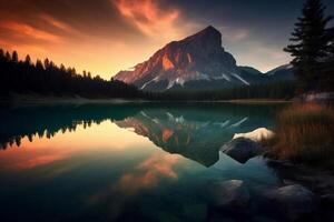 Mountain with lake AI Generate photo