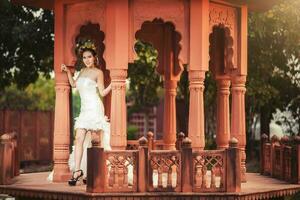 Asian Girl in wedding dress photo