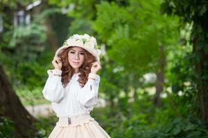 Beautiful lady in vintage outfit photo