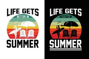 Summer t-shirt design, summer beach vacation t-shirts, summer surfing t-shirt vector design