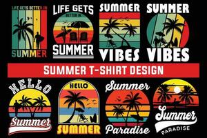 Summer t-shirt design bundle, summer beach vacation t-shirts, summer surfing t-shirt vector design