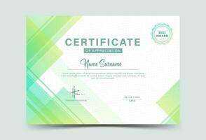 Award Certificate Template Layout with Badges, green gradation , abstract , memphis, minimalist vector